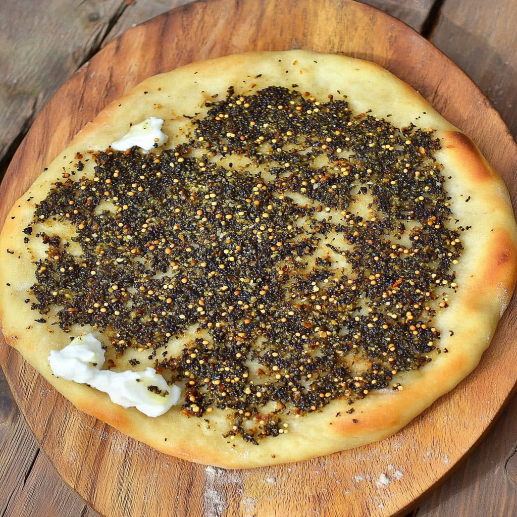 Baladi Bread with Labneh and Zaatar